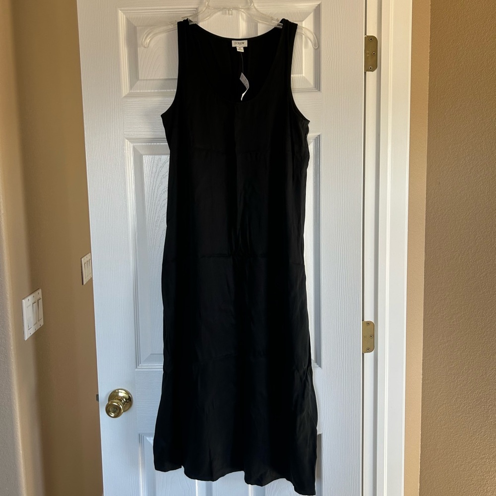 J. Crew Black Sleeveless Midi Slip Dress